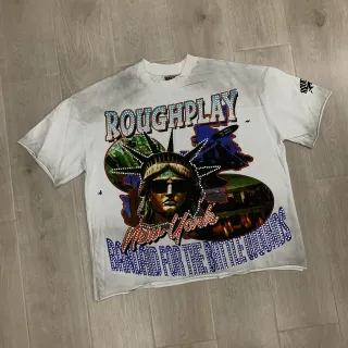 T-shirt oversized Roughplay à motif strass et lavage tie-dye