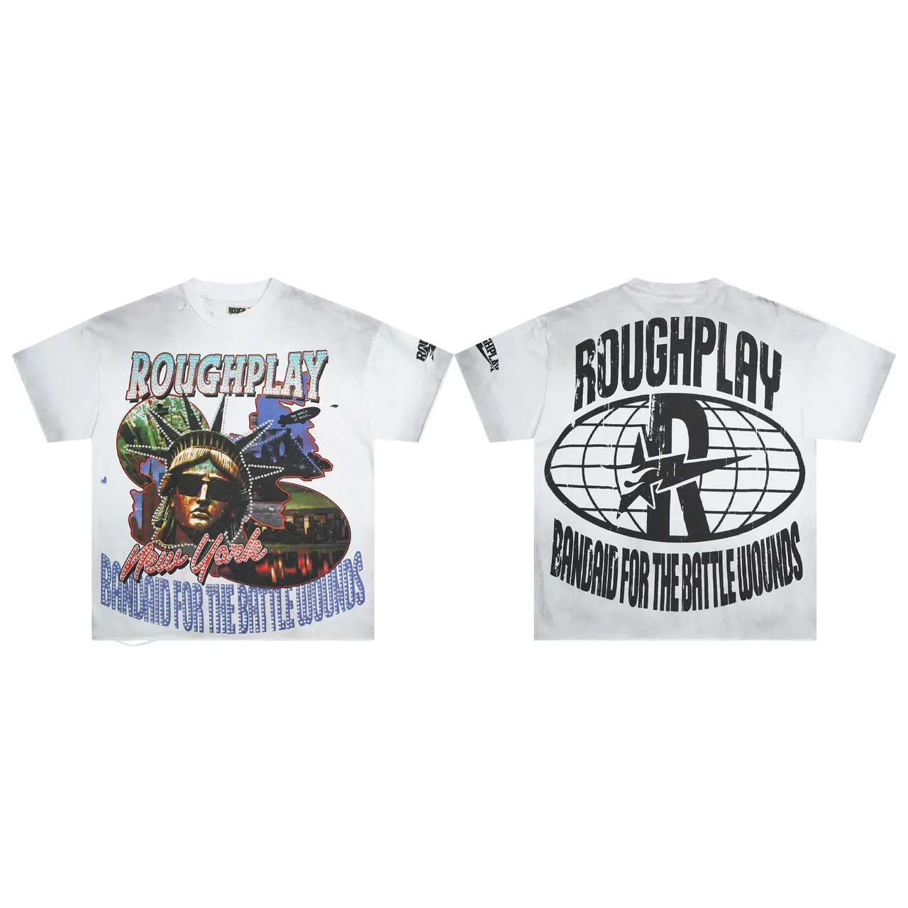 Roughplay Oversized Rhinestone Graphic Tie-Dye Wash T-Shirt 2