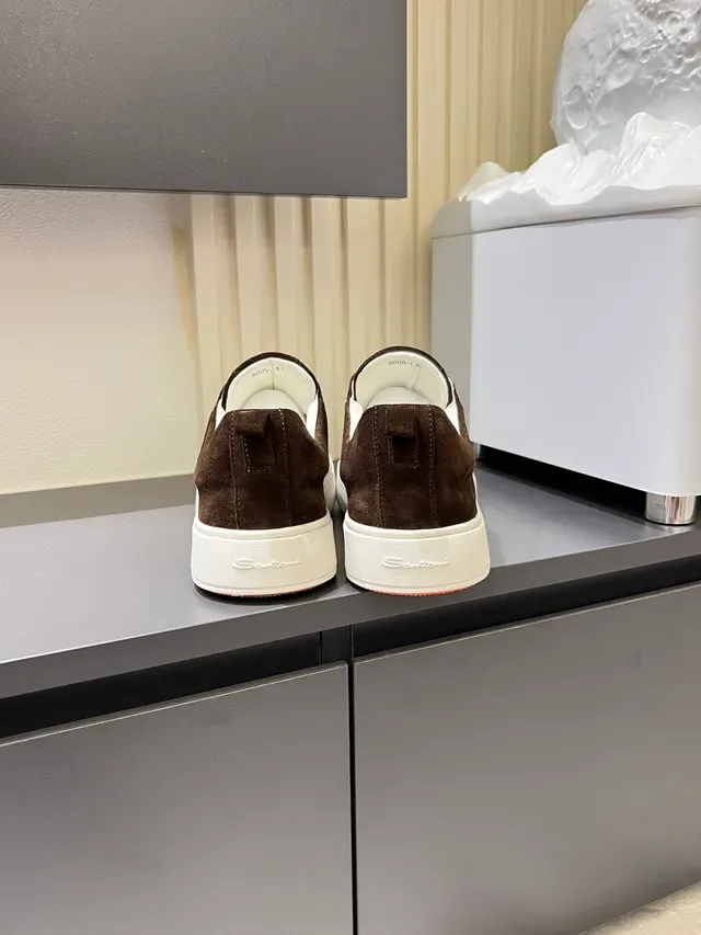 Santoni Slip-On Suede Brown and White Lifestyle Sneakers 2