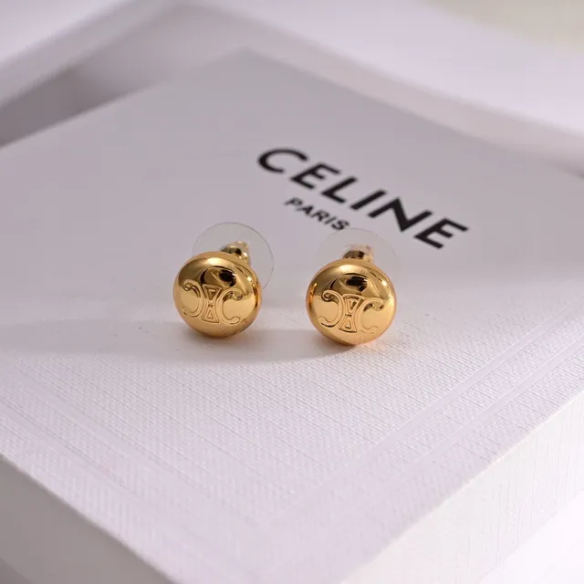 Silver and Gold Monogrammed Spherical Stud Earrings 2