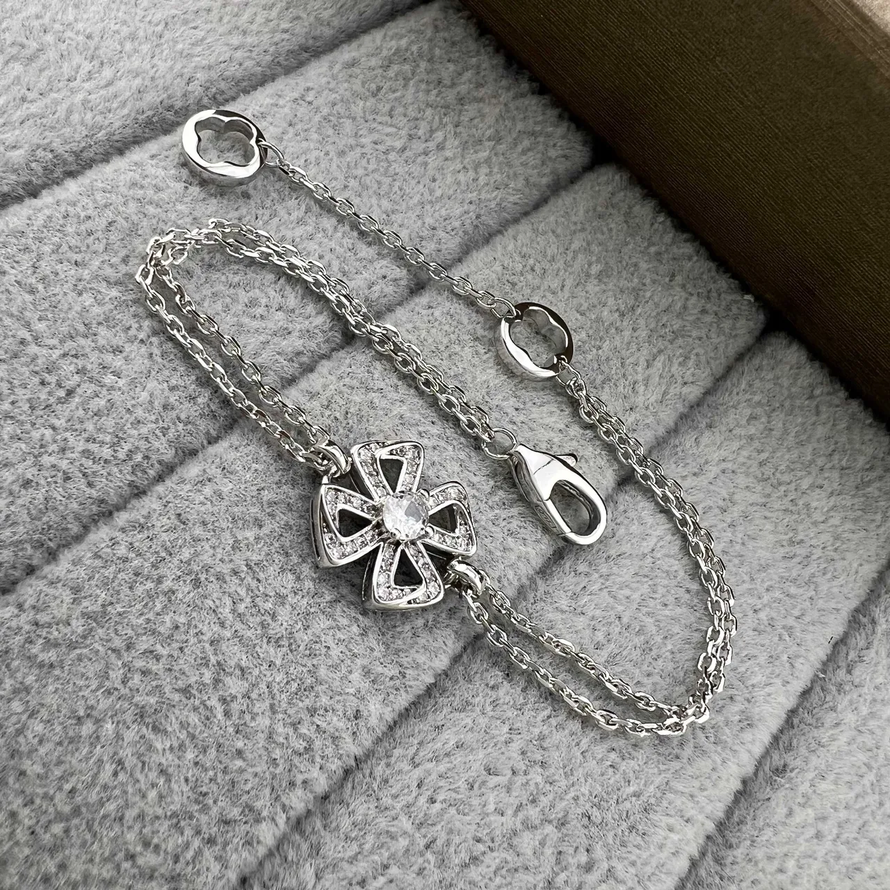 Silver and Gold Tone Floral Pavé Charm Bracelets 4