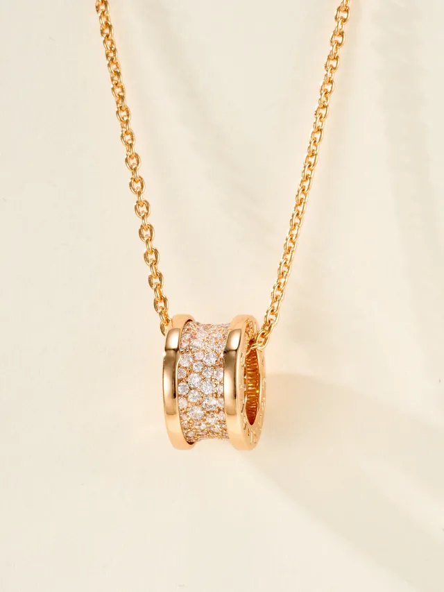 Collares con colgantes de barril Pavé en tono plata y oro 18