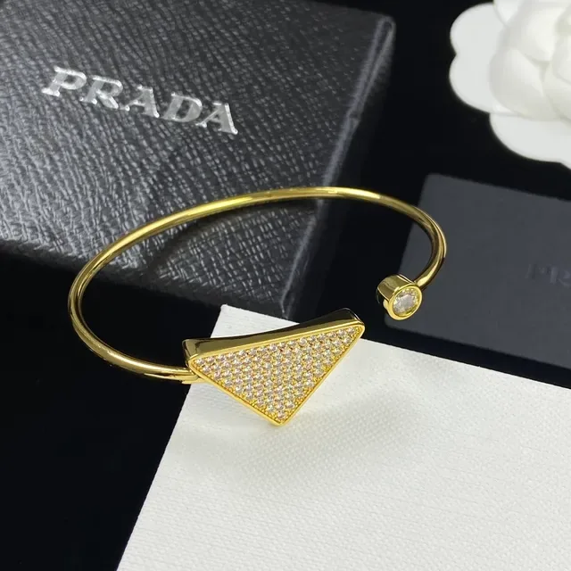 Silver and Gold Tone Pavé Triangle Open-Cuff Bracelets 2