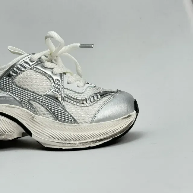 Silver and White Chunky Platform Sneaker 3