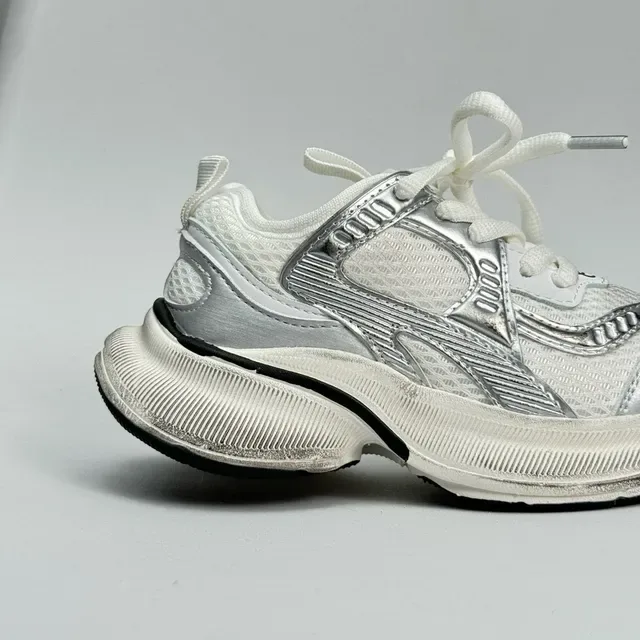 Silver and White Chunky Platform Sneaker 4