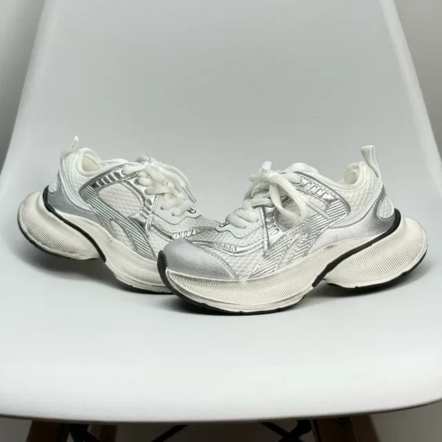 Silver and White Chunky Platform Sneaker 7