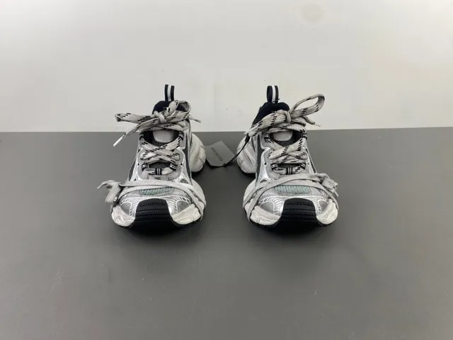 Silver Black Oversized Sole Metallic Synthetic Upper Chunky Sneakers 11
