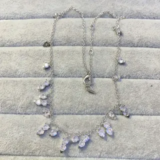 Collier Chaîne Argent Multi-Dangle Cristal Transparent