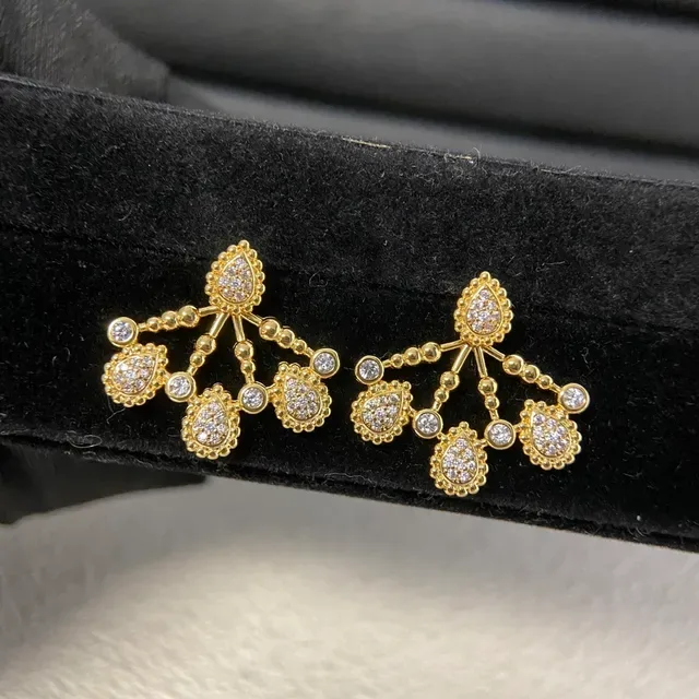 Silver Gold Chandelier-Style Multi-Tiered Earrings 2