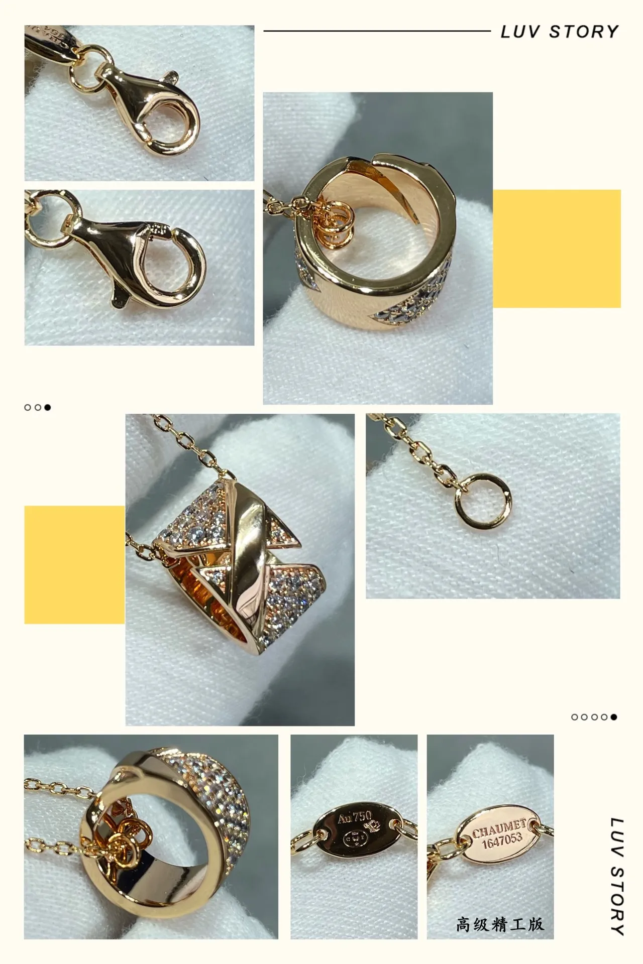 Silver Gold Pavé-Set Stone Surface Twisted Ribbon-Like Pendant Silhouette Necklace 4