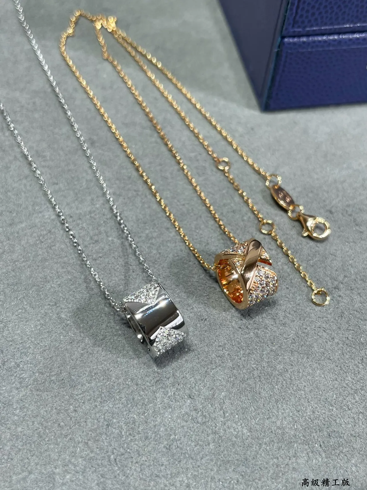 Silver Gold Pavé-Set Stone Surface Twisted Ribbon-Like Pendant Silhouette Necklace 7