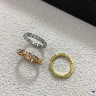 Silver Gold Segmented Band Channel-Set Stones Ring