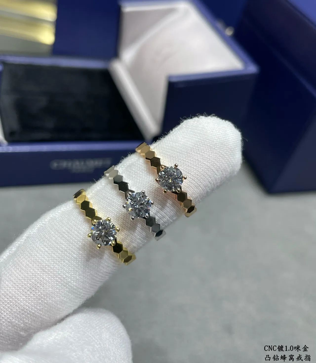 Silver Gold Solitaire Center Stone Pavé Accents Ring 3