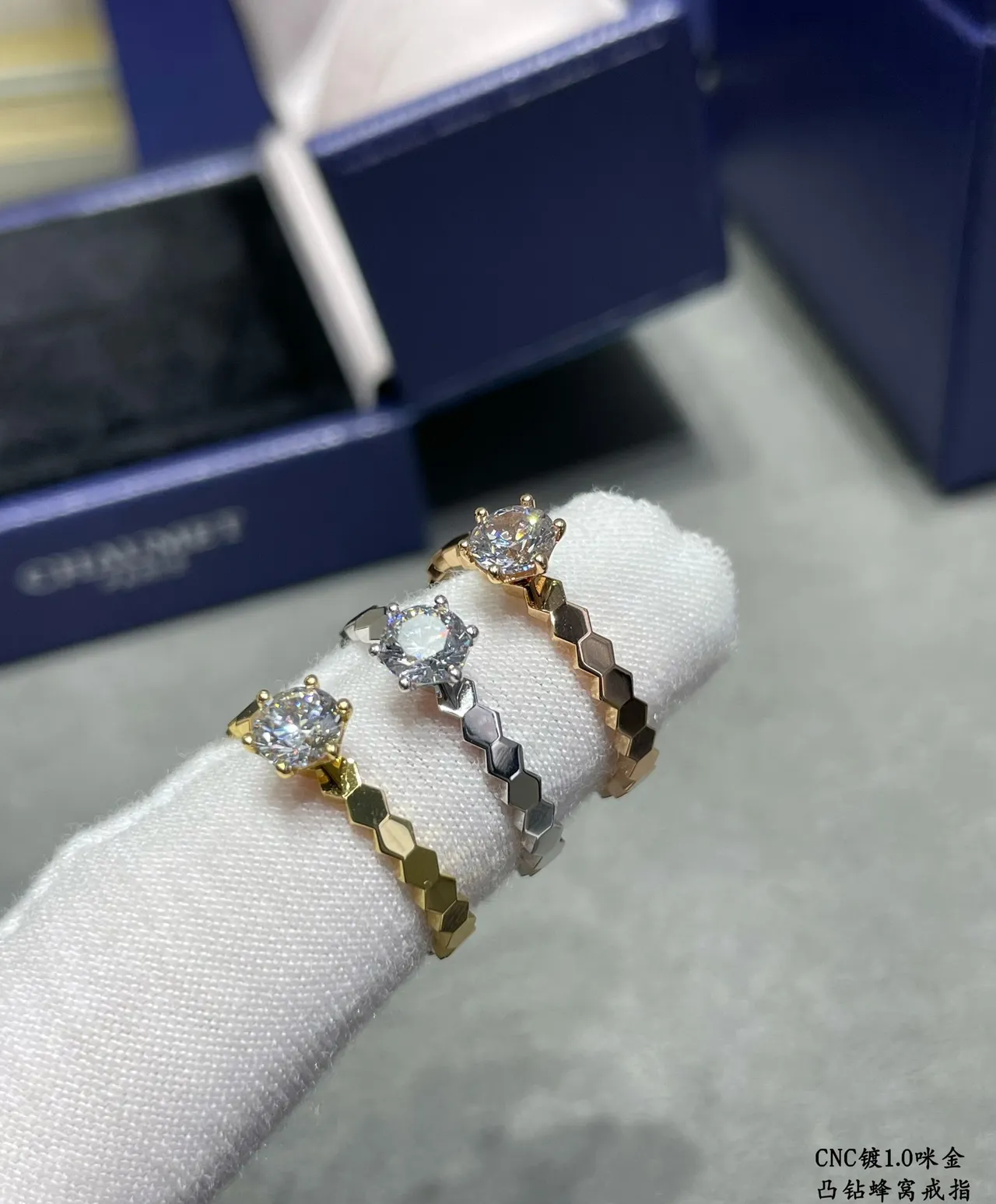 Silver Gold Solitaire Center Stone Pavé Accents Ring 4