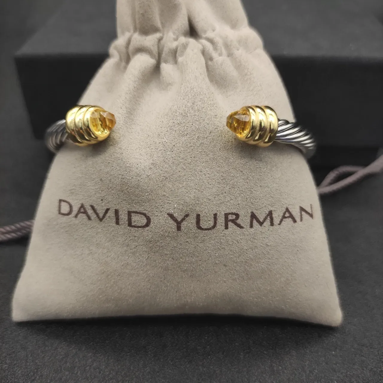 Silver Gold Twisted Cable Terminals Bracelet 2