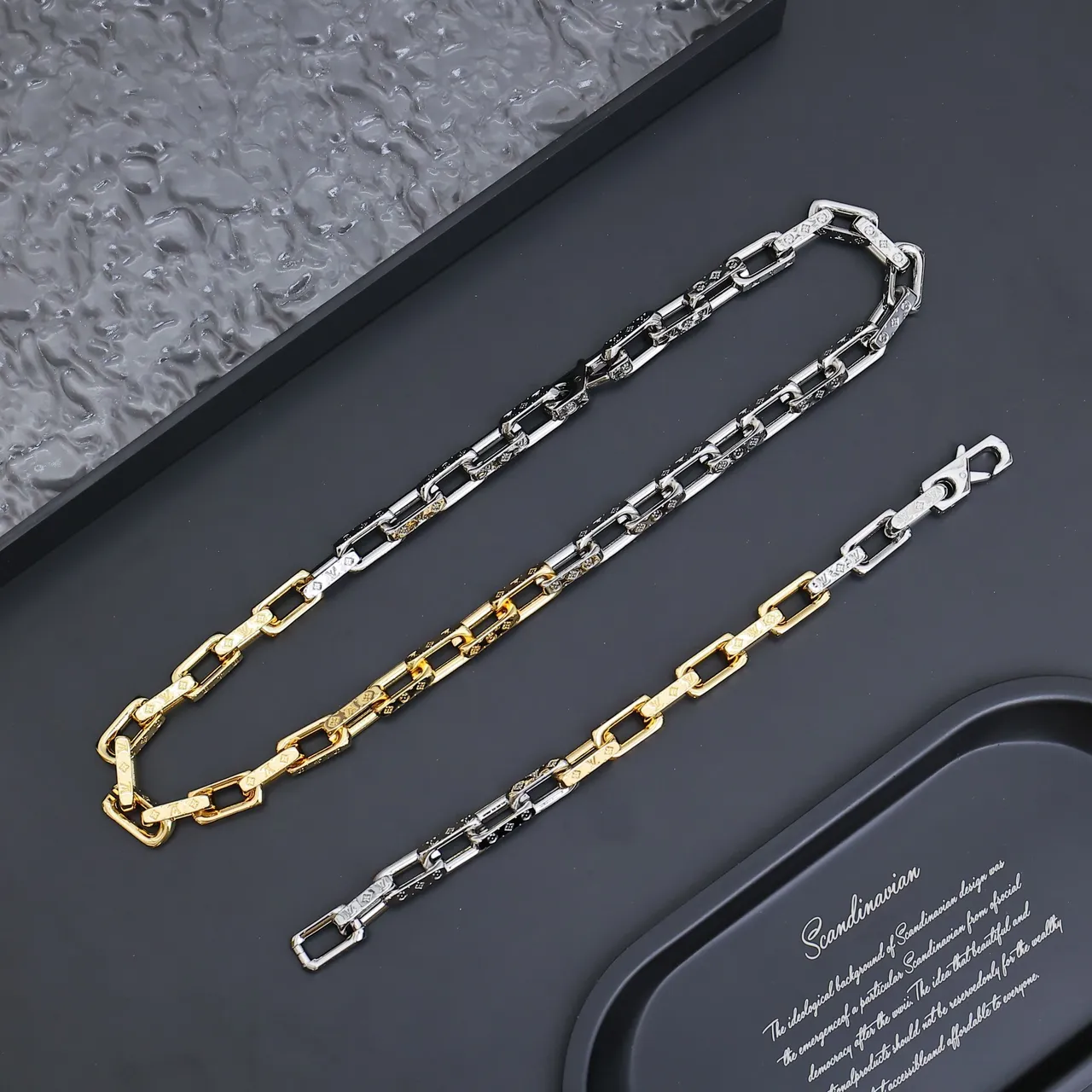 Silver Gold Two-Tone Metal Chain-Link Bracelet 2
