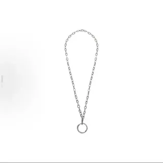 Collier Chaîne Maillons Ovales Argent Pendentif Rond