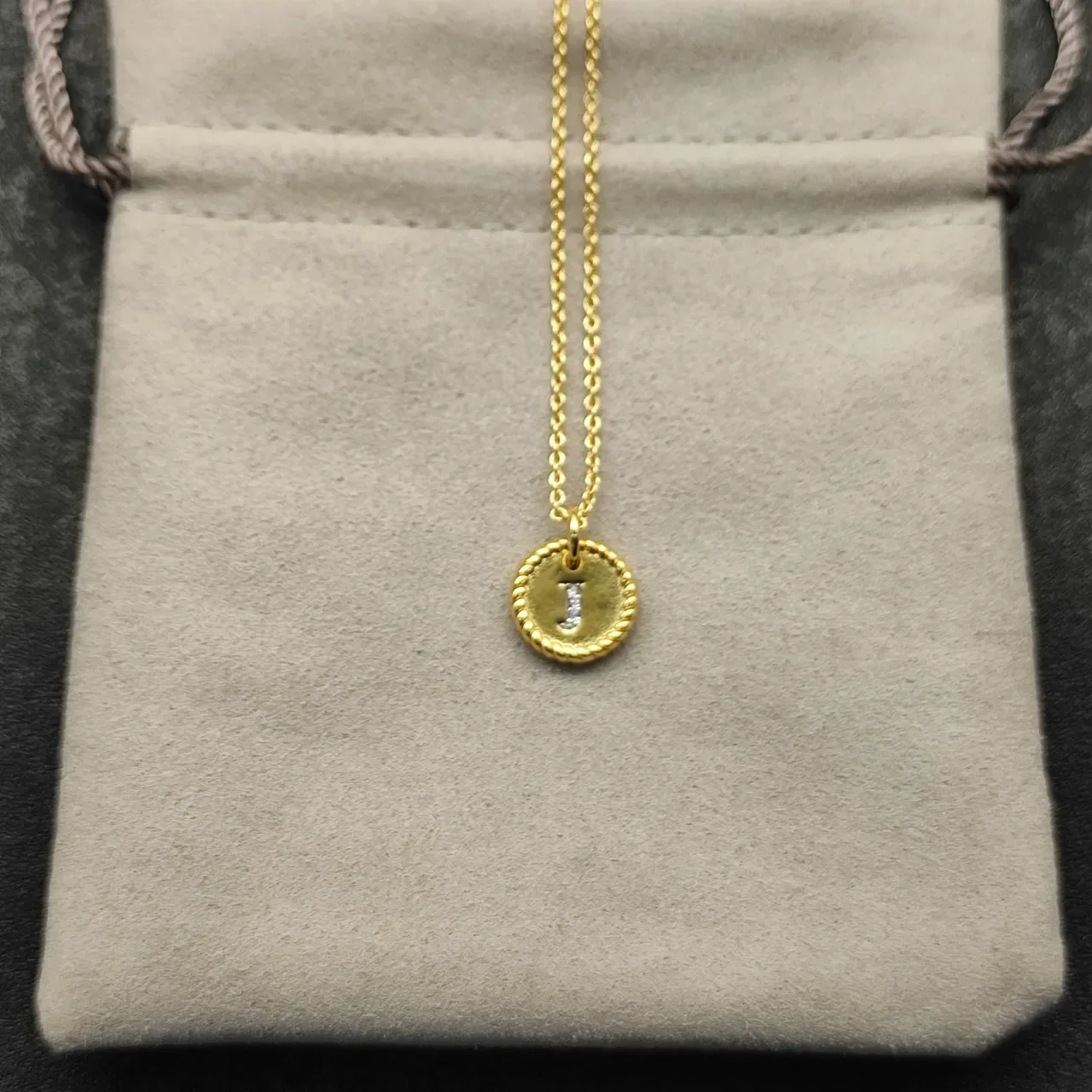 Silver-Tone Initial J Rope-Edge Disc Pendant Necklace 4