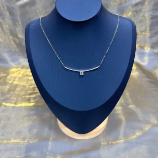 Silver-Toned Pavé Bar Pendant Necklace