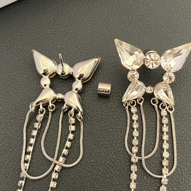 Joalheria prateada transparente multi-nível com cristal pendente em forma de gota e redonda 4