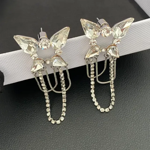 Joalheria prateada transparente multi-nível com cristal pendente em forma de gota e redonda 6