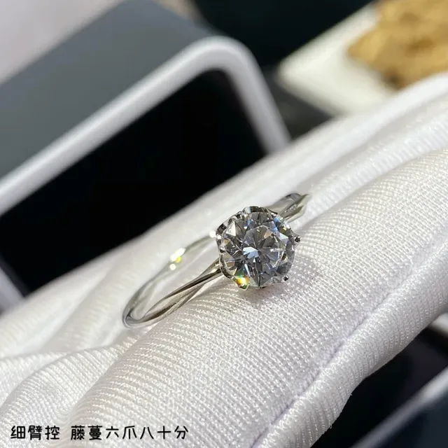 Solitaire Round Brilliant-Cut Stone Six-Prong Twisted Band Ring 6