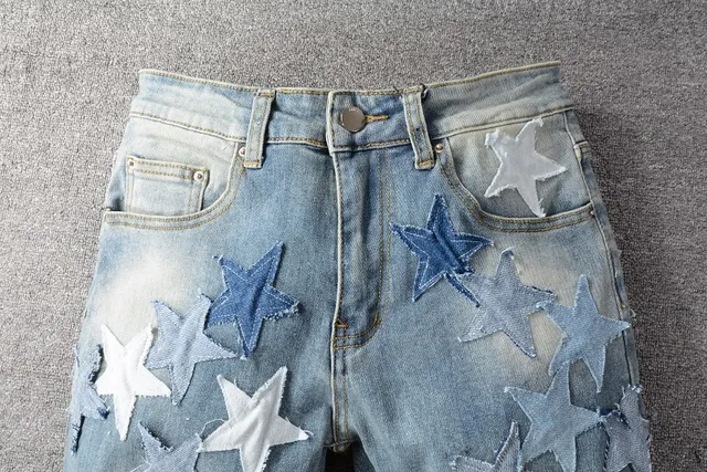 Star-Appliqué Distressed Light-Wash Slim Fit Jeans 4