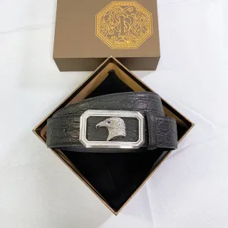 Stefano Ricci 鹰头 Pavé 扣 黑色鳄鱼皮皮带