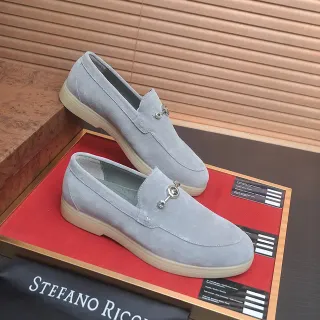 Stefano Ricci ग्रे बेज़ स्यूड ऊपरी घोड़े की जंजीर बकल लूफर