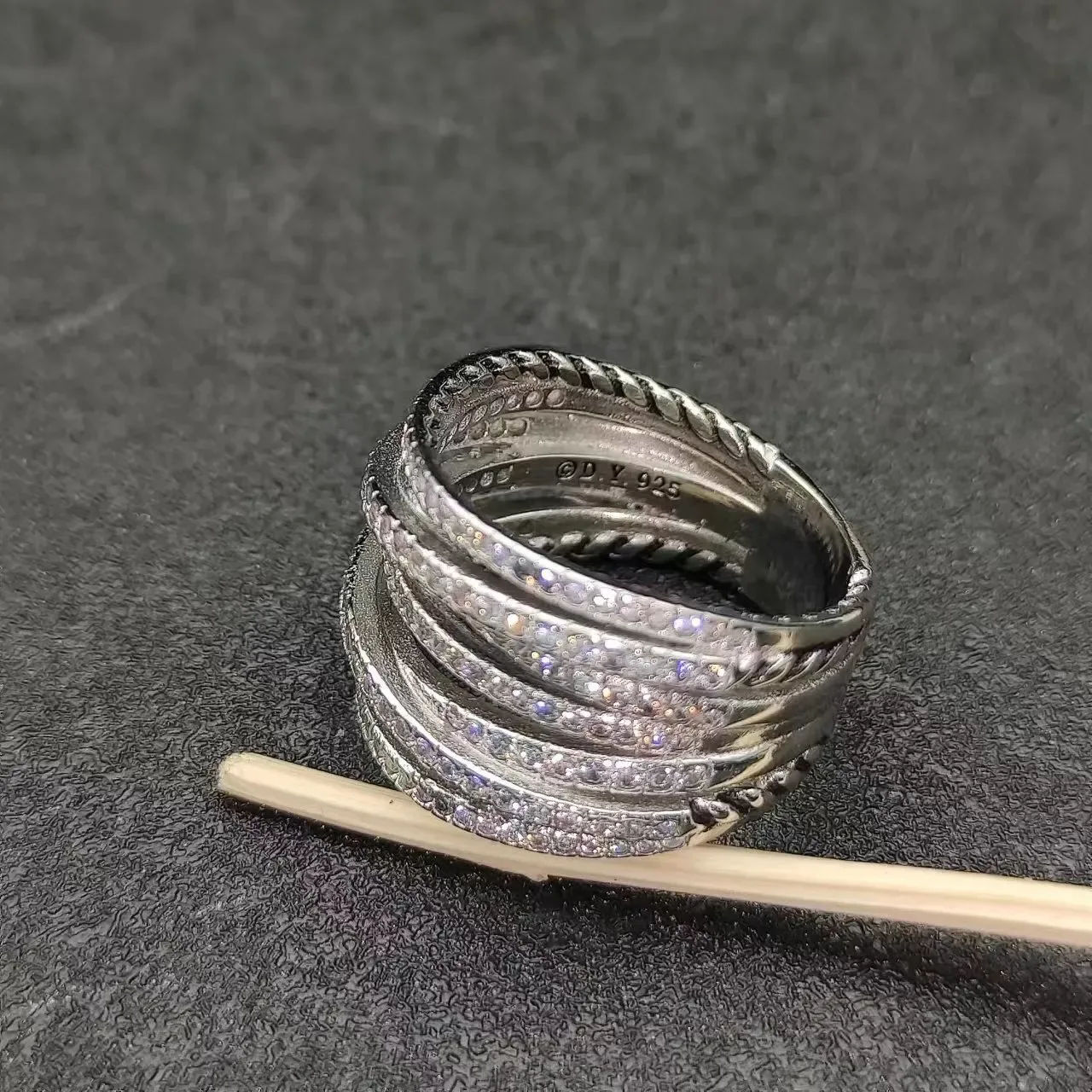 Sterling Silver Twisted Multi-Band Pavé Ring 2