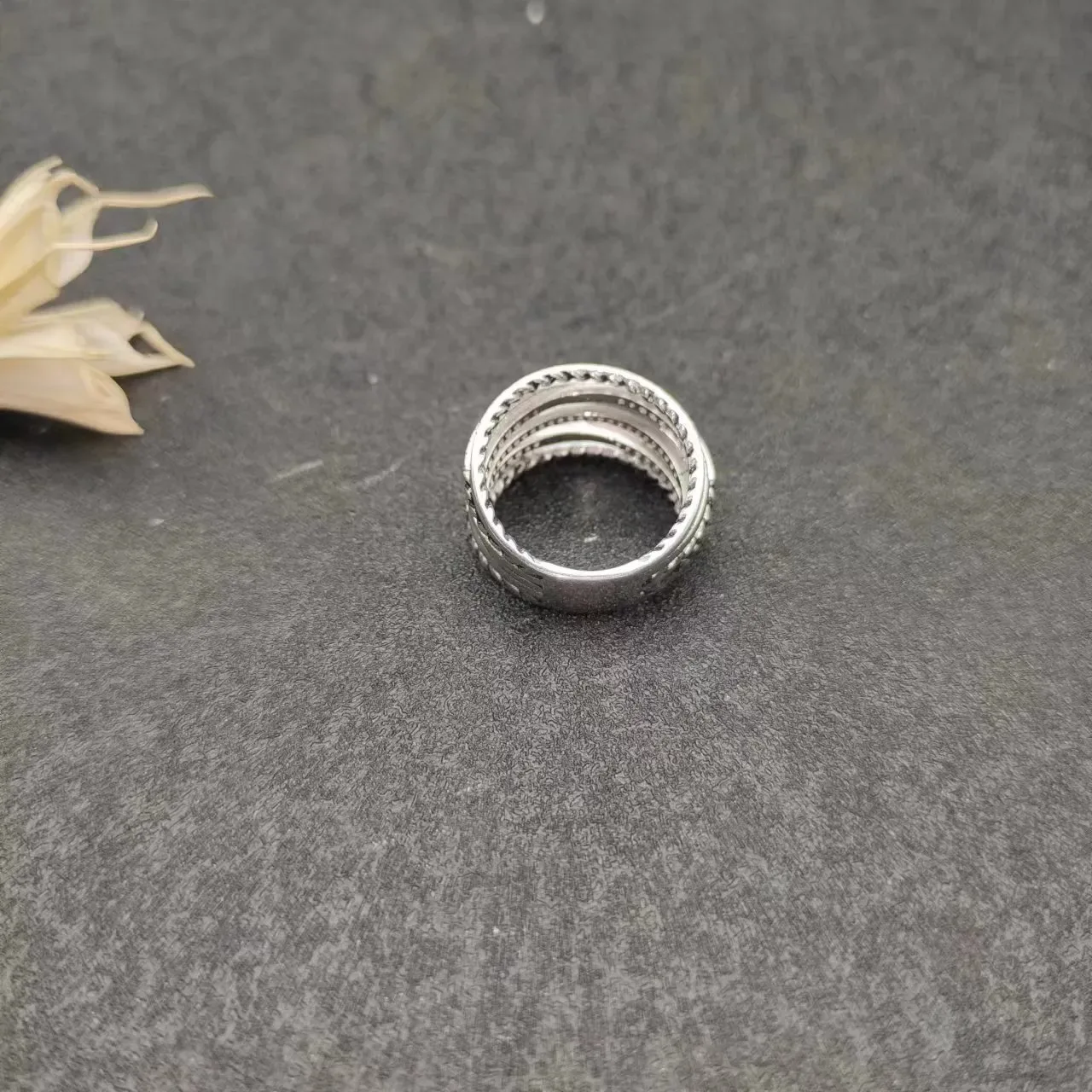 Sterling Silver Twisted Multi-Band Pavé Ring 4