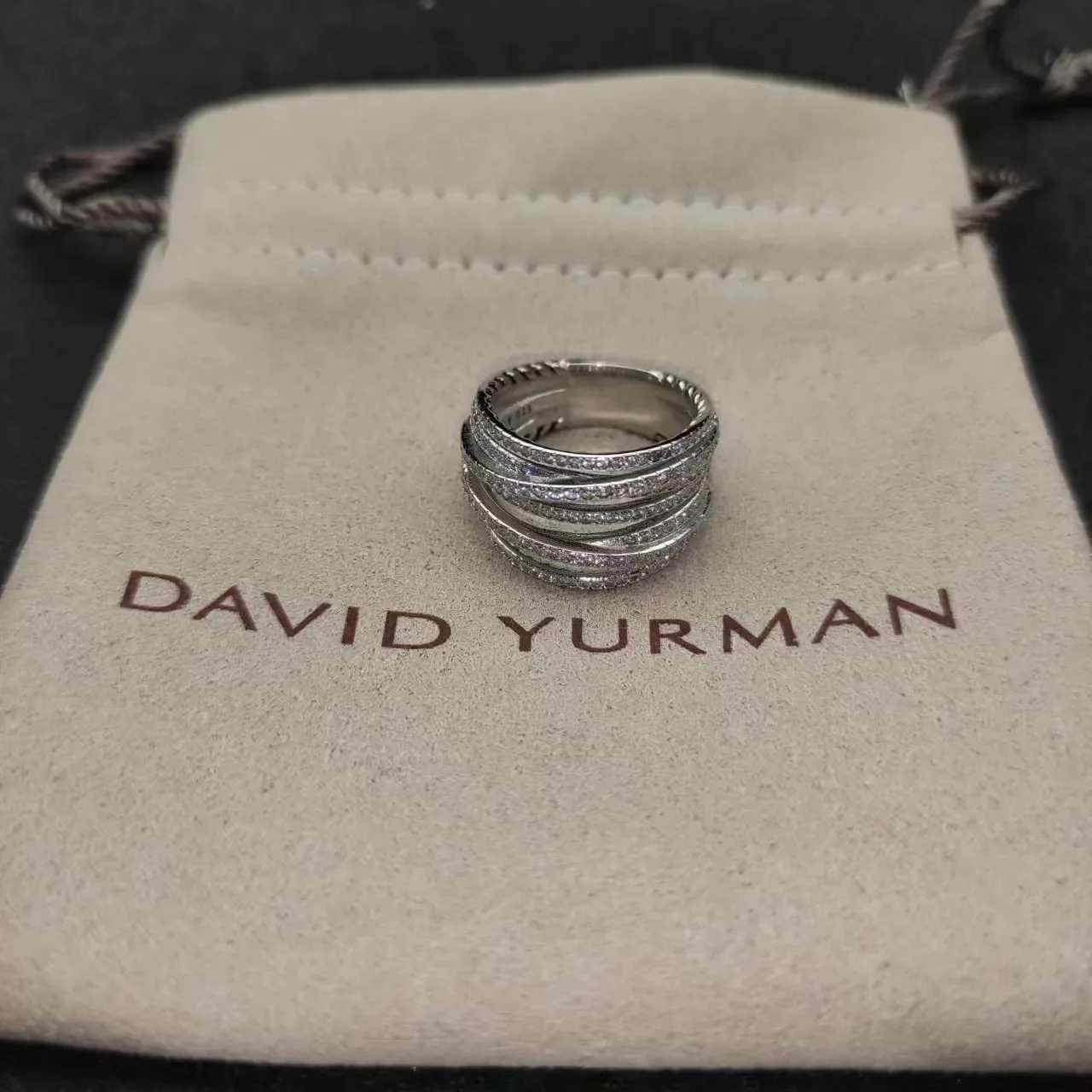 Sterling Silver Twisted Multi-Band Pavé Ring 8