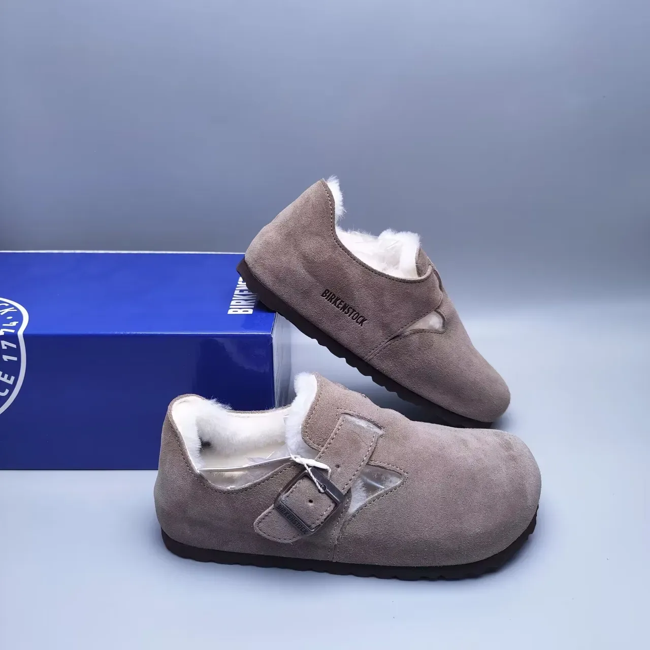 Sapatos Casuais de Camurça com Forro de Shearling, T-strap com Fivela, Slip-On 5