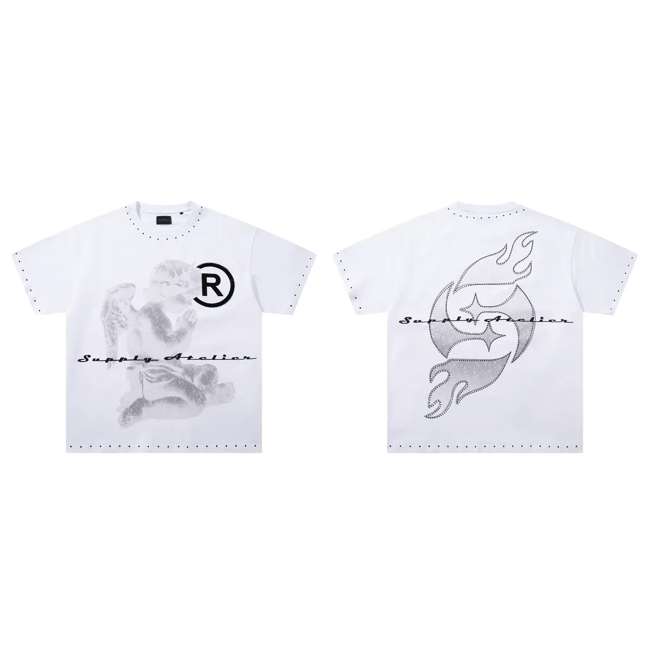Supply Atelier Graphic Print Perforated Trim T-Shirt 2