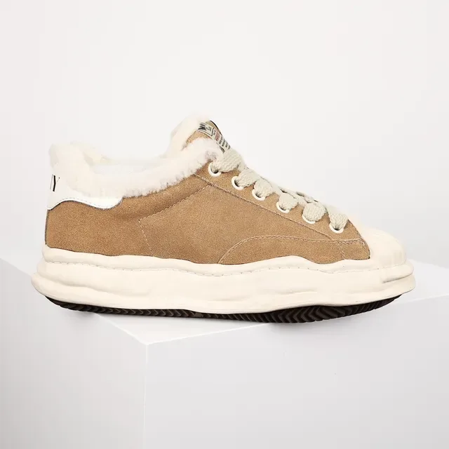Tan Suede Shearling-Collar Lifestyle Sneaker 3