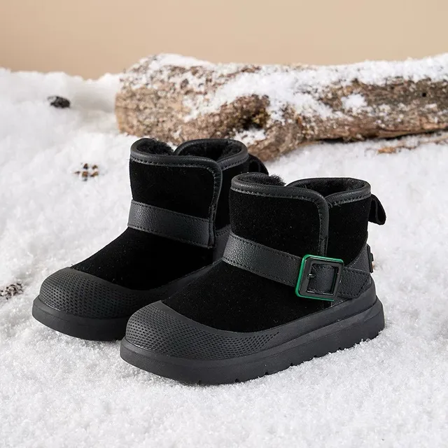 棕色麂皮羊毛衬里扣带雪靴 7