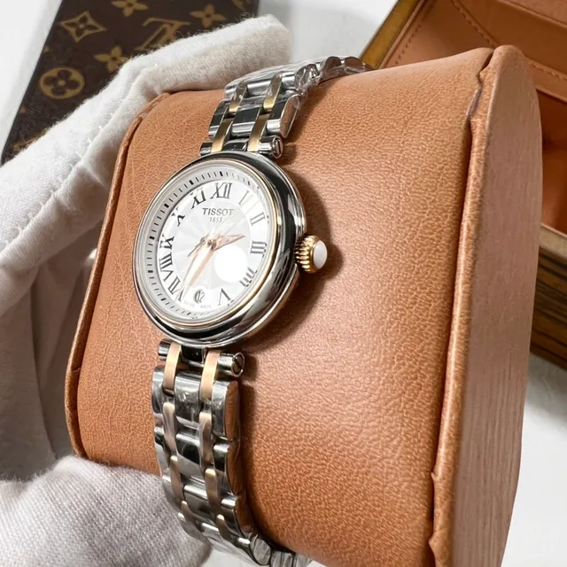 Tissot Silver White Round Case Sunburst Dial Quartz Watch 5