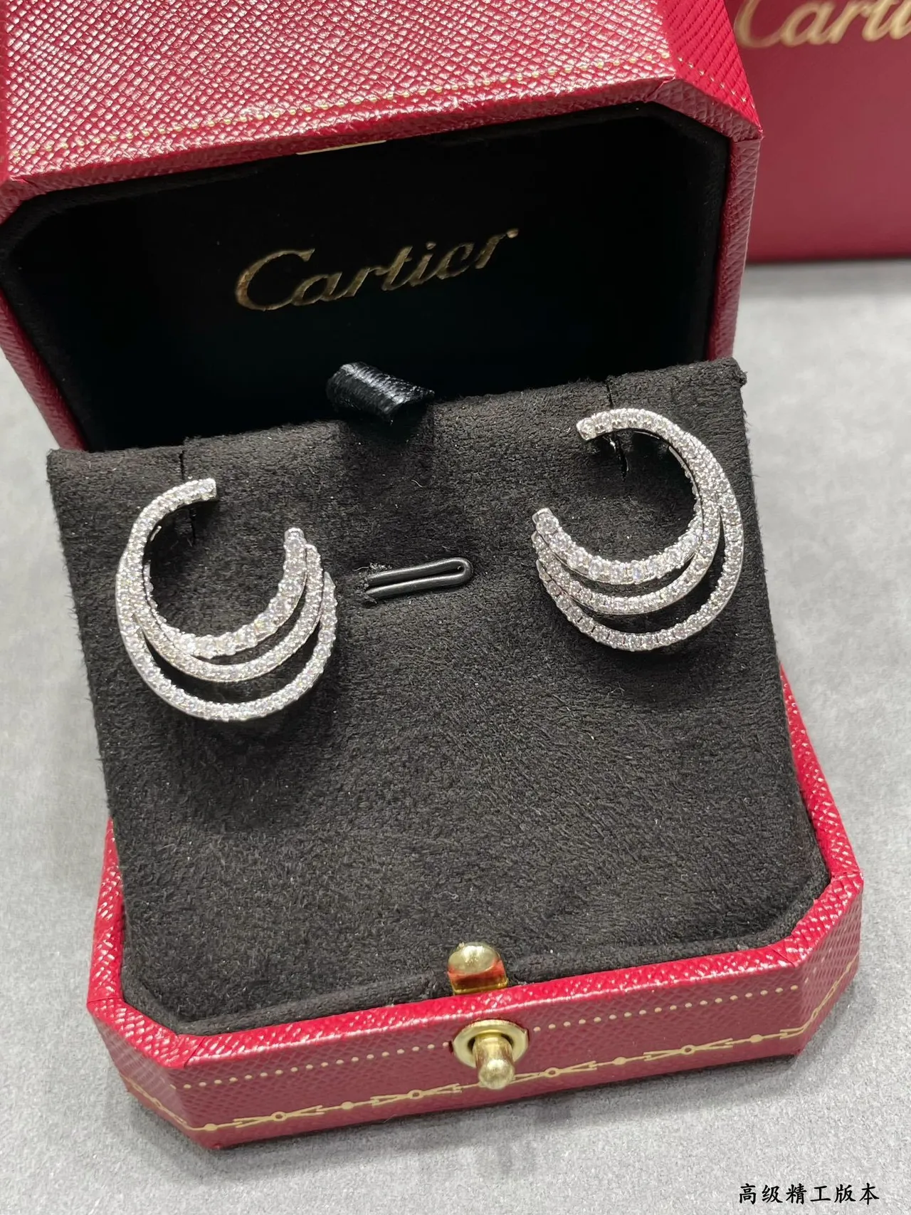 Triple Crescent Pavé-Set Silver-Tone Huggie Earrings 5