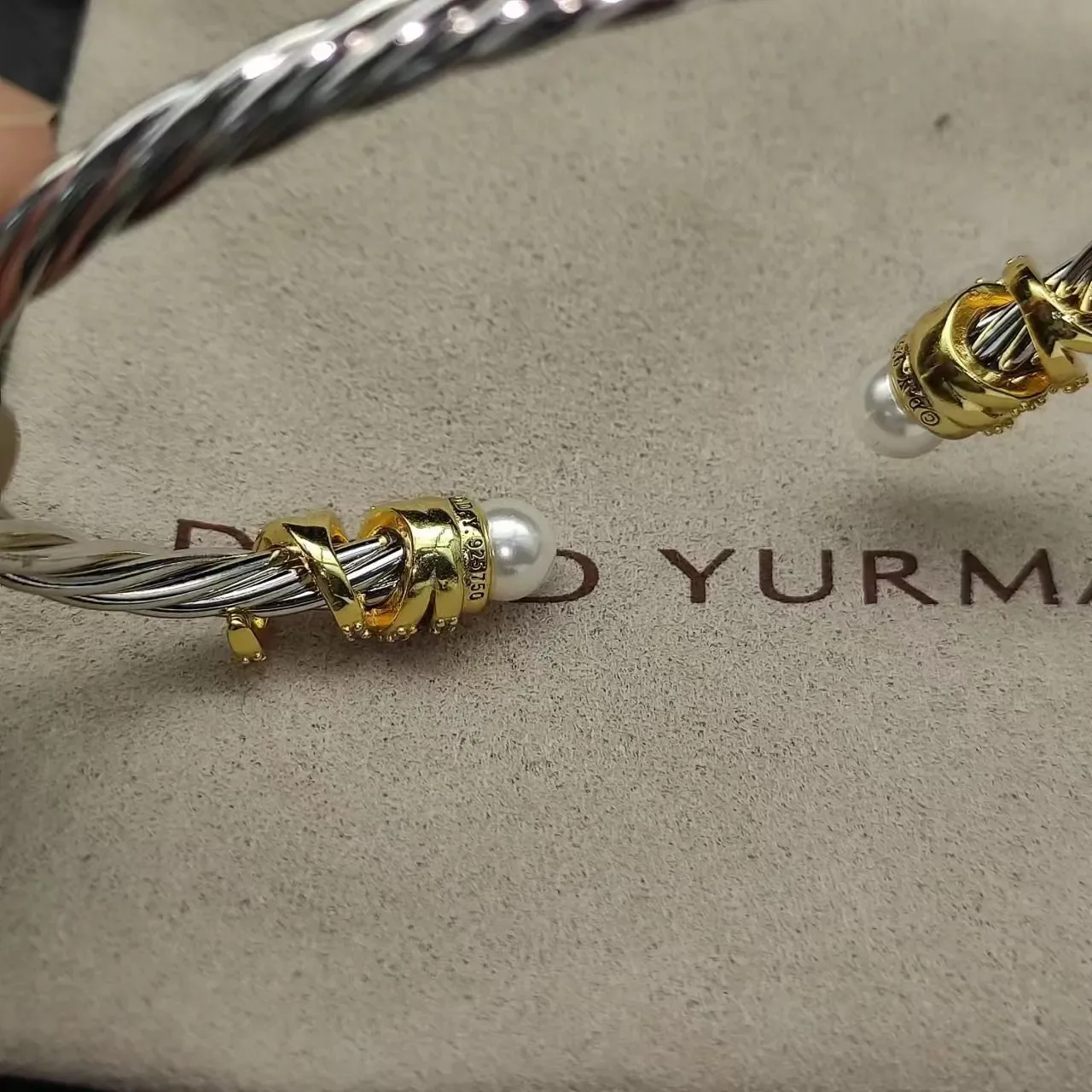 Twisted Cable Two-Tone Pearl-End Bracelet 6