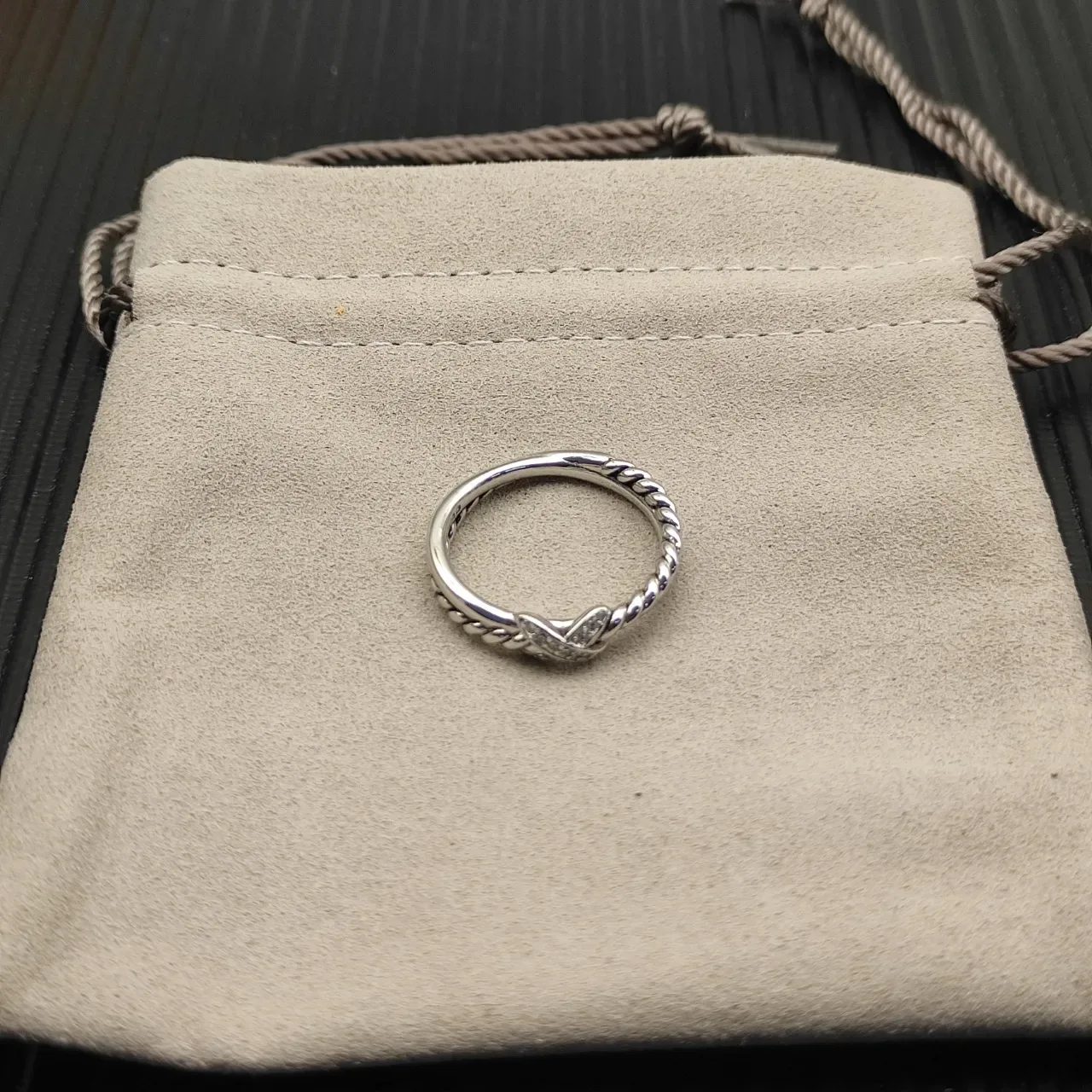 Twisted Rope Crossover Pavé Diamond Ring 8