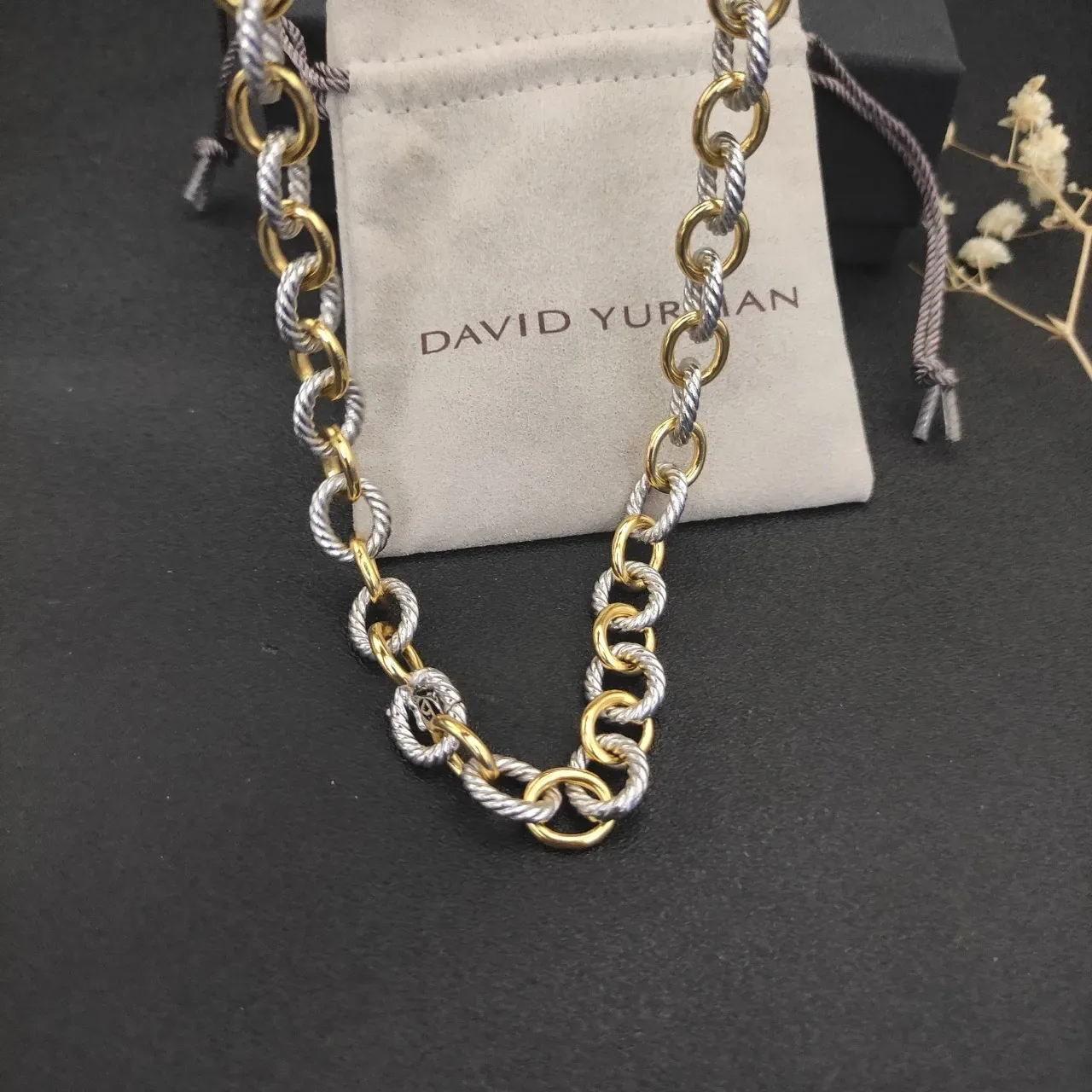 Two-Tone Twisted Rope Link Necklace 8