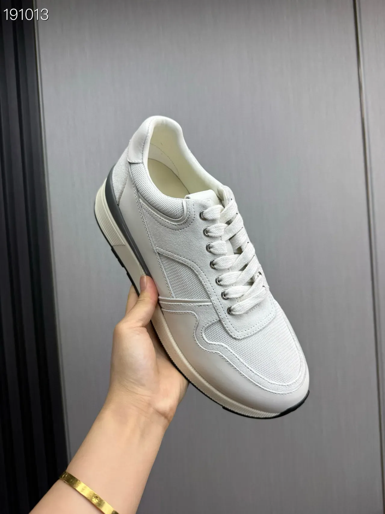 White and Gray Layered Panel Lifestyle Sneakers 3