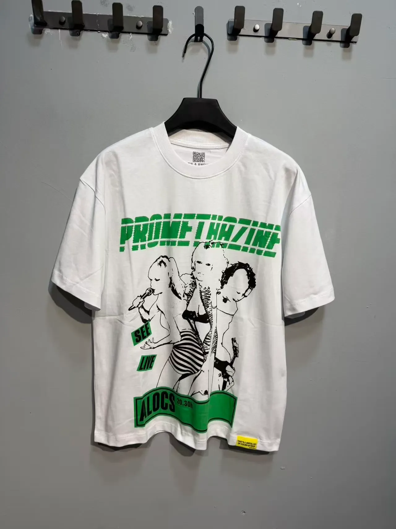 White and Green Graphic Print Oversized Double-Sided T-Shirt 3