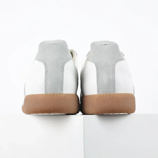 White and Light Gray Low-Top Lifestyle Sneakers 8