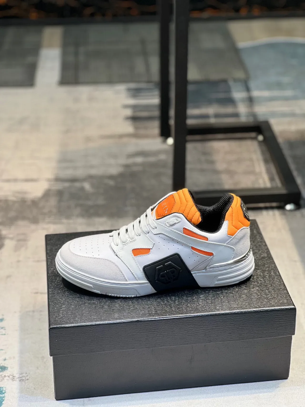 White and Orange Accented Lifestyle Sneakers 2