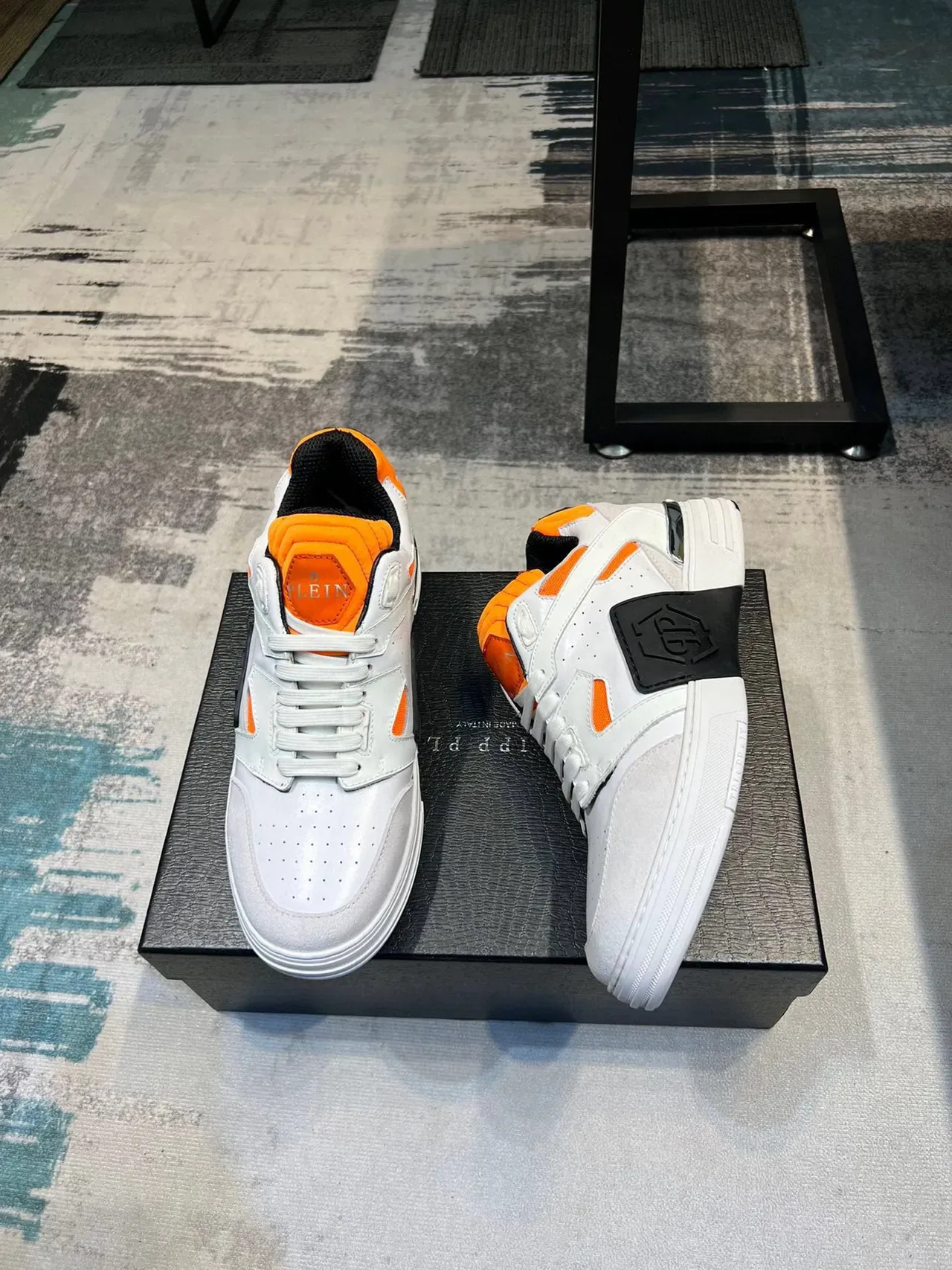 White and Orange Accented Lifestyle Sneakers 7