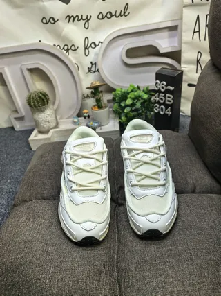 White Beige Oversized Sole Layered Synthetic Overlays Chunky Sneakers 10