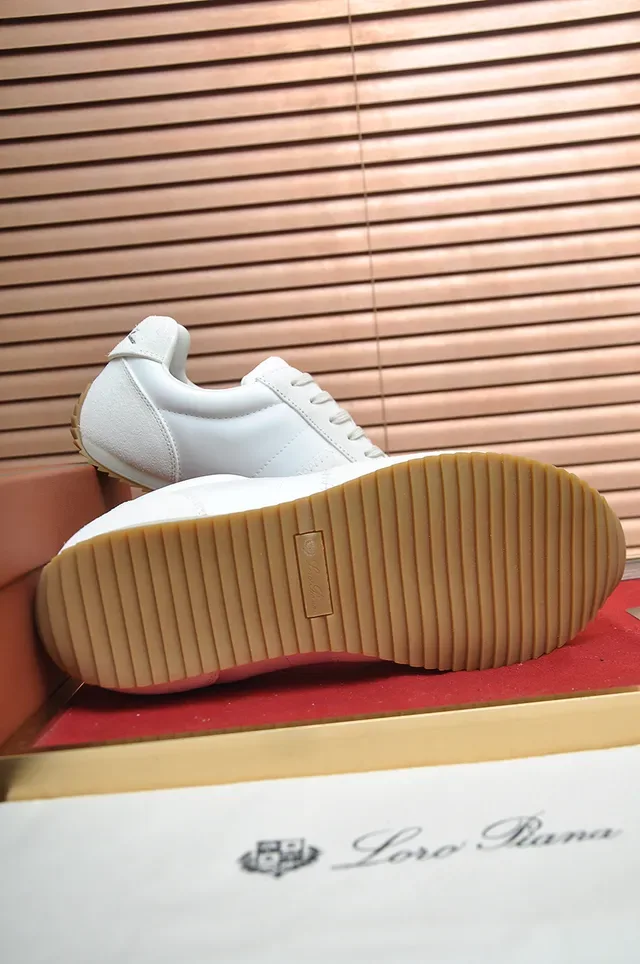 White Beige Suede Upper Gum Rubber Outsole Sneakers 3