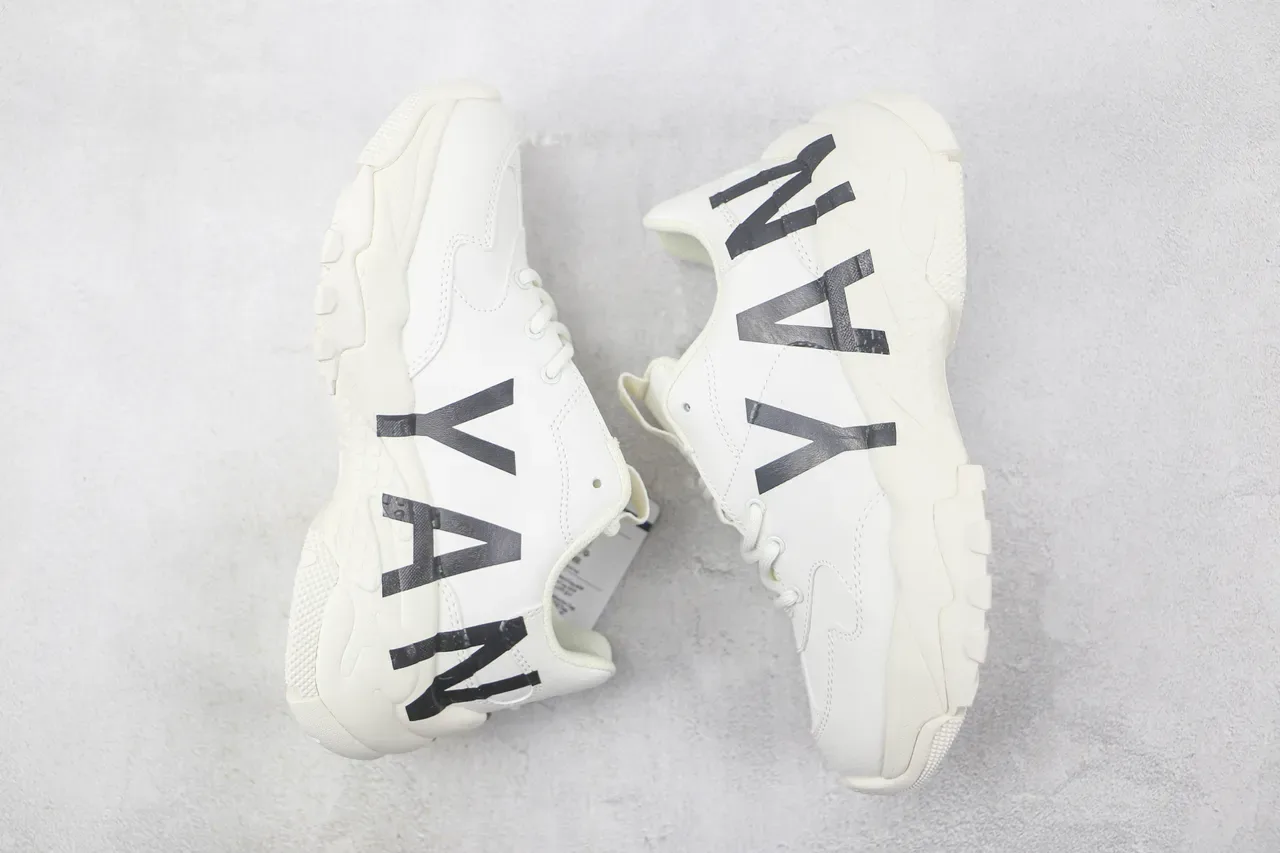 White Black Chunky Sole Oversized Side Lettering Sneakers 2