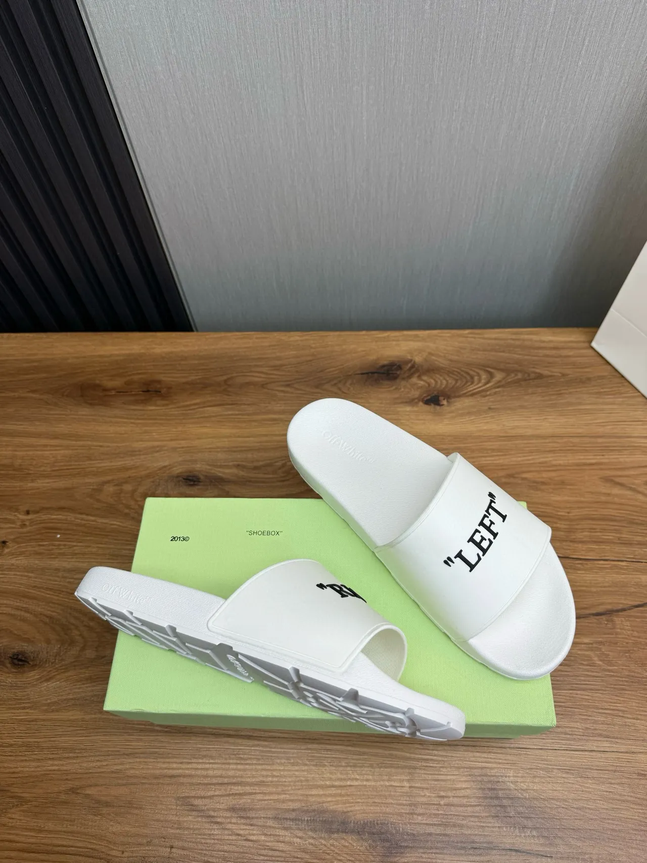 White Black Molded Rubber Construction Single Wide Strap Slippers 5